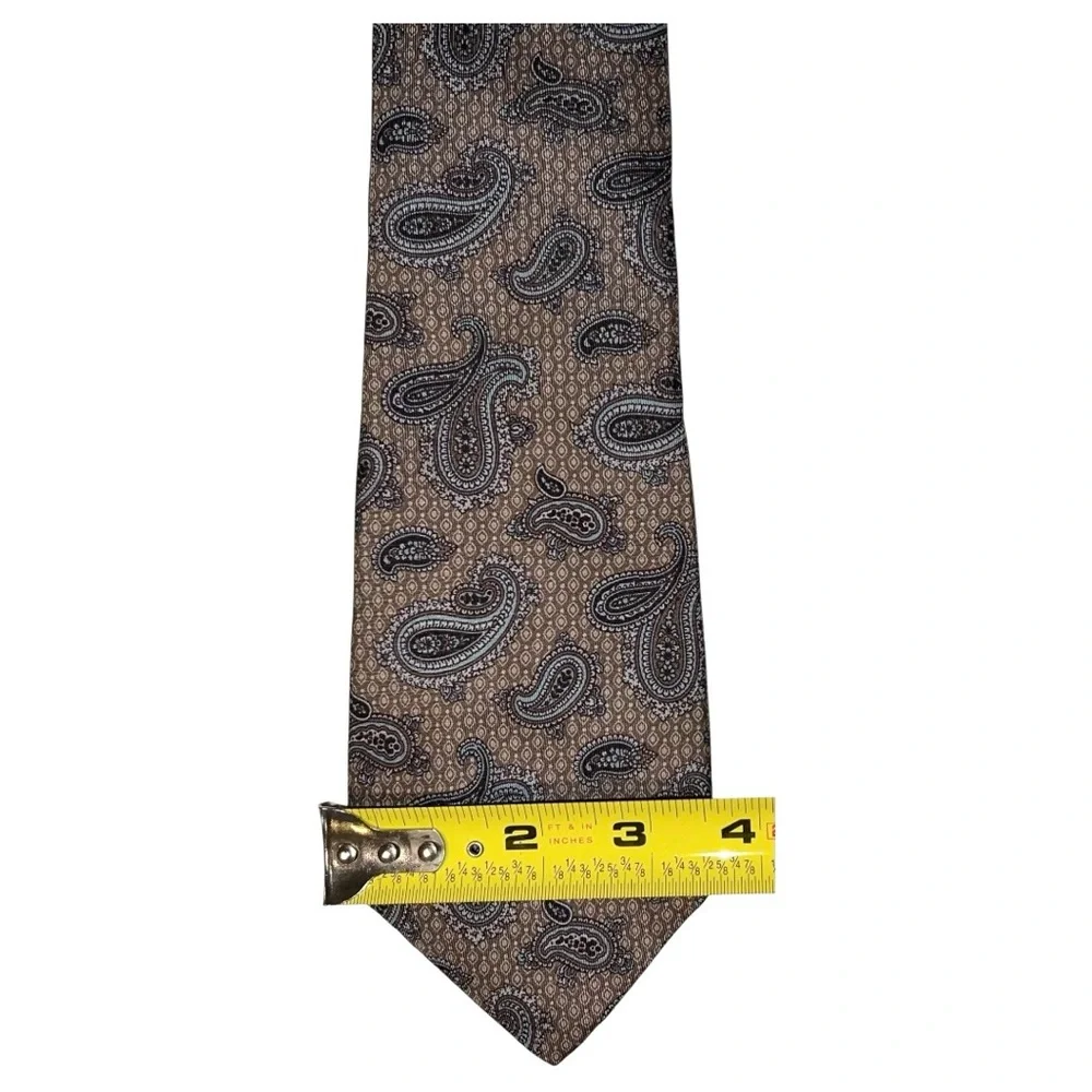 Liberty Of London Necktie Men’s Tan Brown Purple Blue 57x3.5 Tie 100% Silk